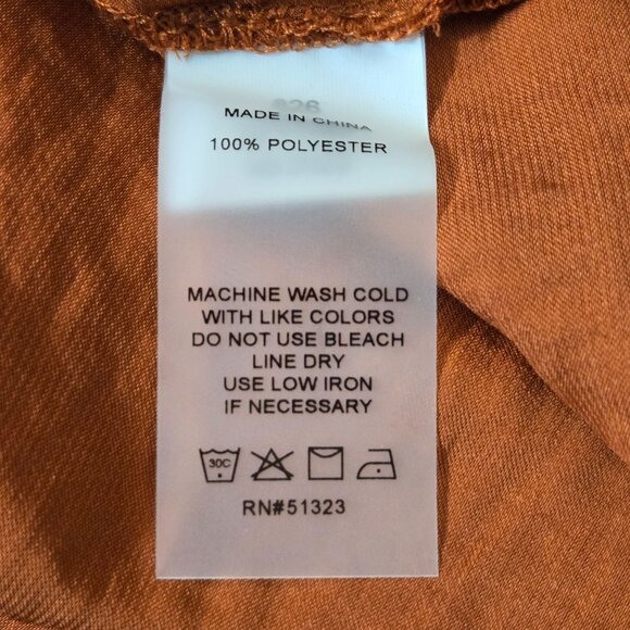 Vince Camuto Long Sleeve Keyhole Rumple Peasant Blouse Rustic Orange 1X NWT - Picture 7 of 8